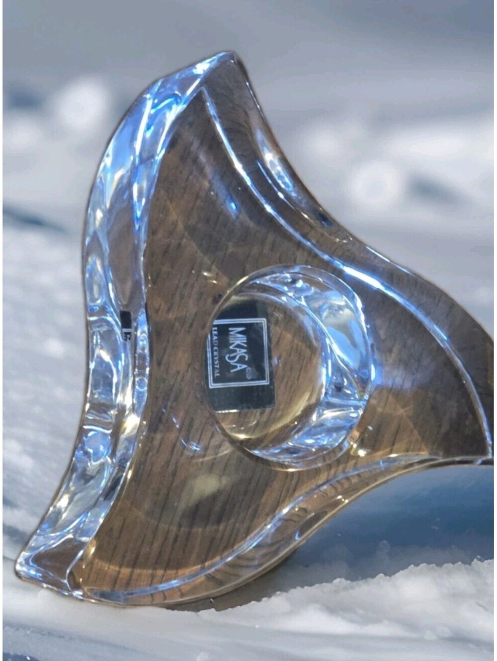 Lead Crystal Wave Votive Candle Holder Mikasa Heavy Crystal Tealight Triangle 5"